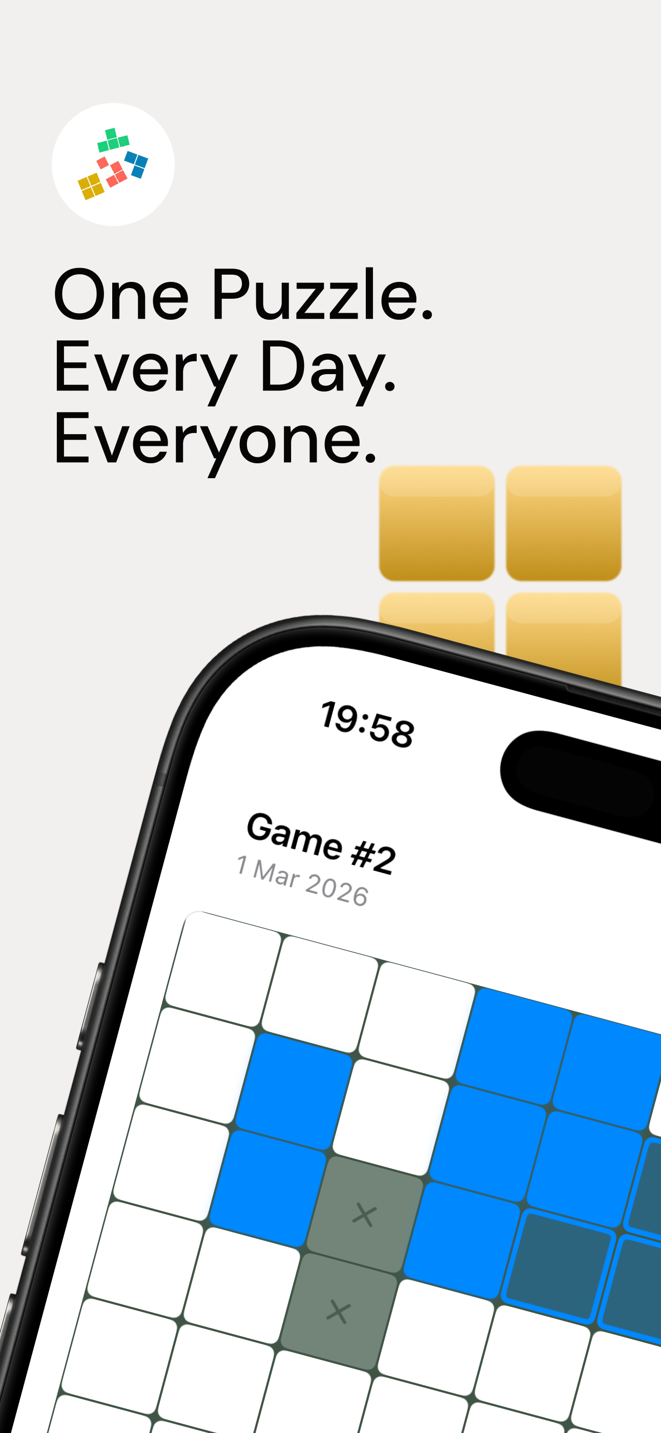 Linetris gameplay showing Tetromino pieces on an 8x8 grid